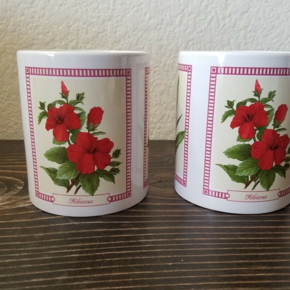 Hilo Hattie Tropical Flowers Coffee Mug Cup  Hawaiian Bird of Paradise Hibiscus